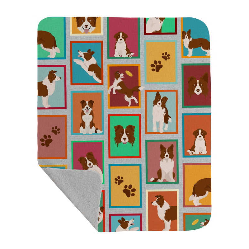 Lots of Red Border Collie Quilted Blanket 50x60