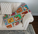 Lots of Blenheim Cavalier Spaniel Quilted Blanket 50x60 Artwork Pattern Quilted Throw Blanket for Bed, Couch, Sofa, Soft and Lightweight