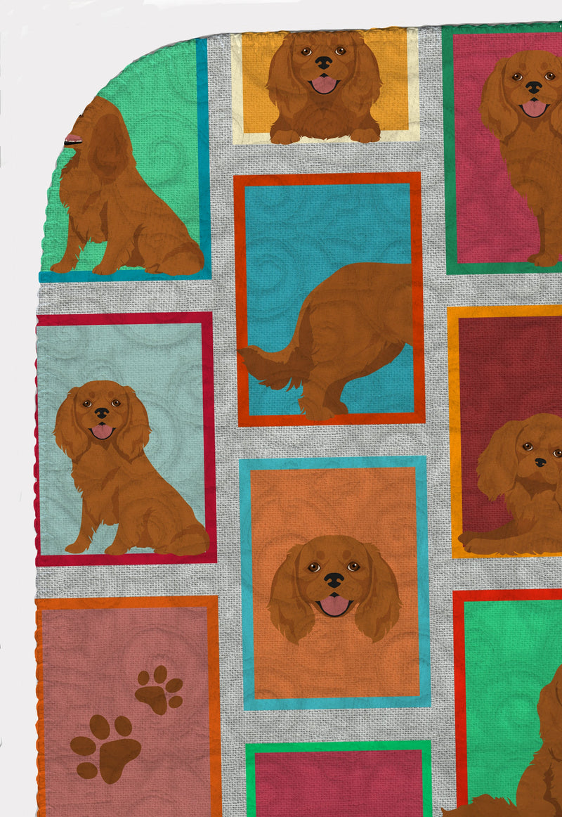 Lots of Ruby Cavalier Spaniel Quilted Blanket 50x60