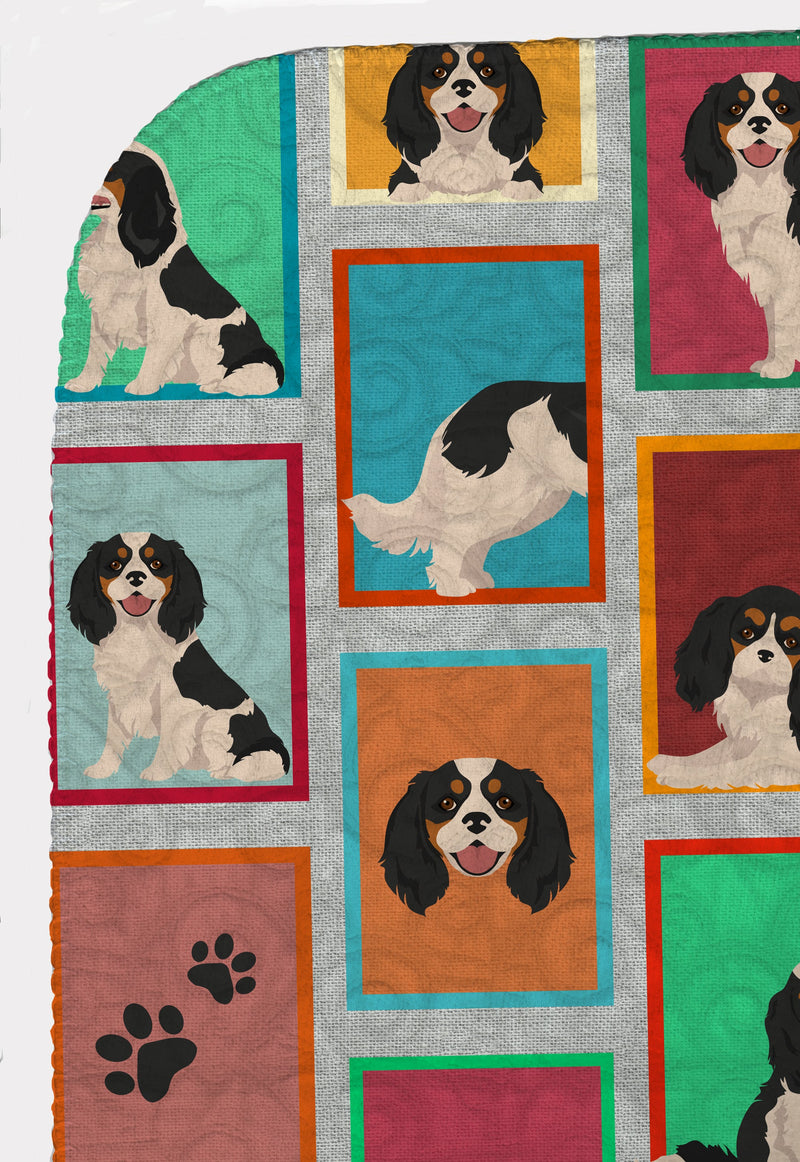 Lots of Tricolor Cavalier Spaniel Quilted Blanket 50x60