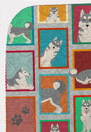 Lots of Grey Siberian Husky Quilted Blanket 50x60 Artwork Pattern Quilted Throw Blanket for Bed, Couch, Sofa, Soft and Lightweight