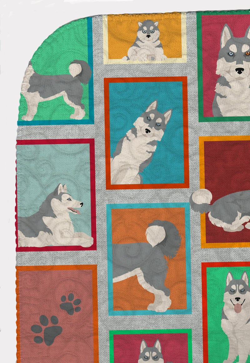 Lots of Grey Siberian Husky Quilted Blanket 50x60