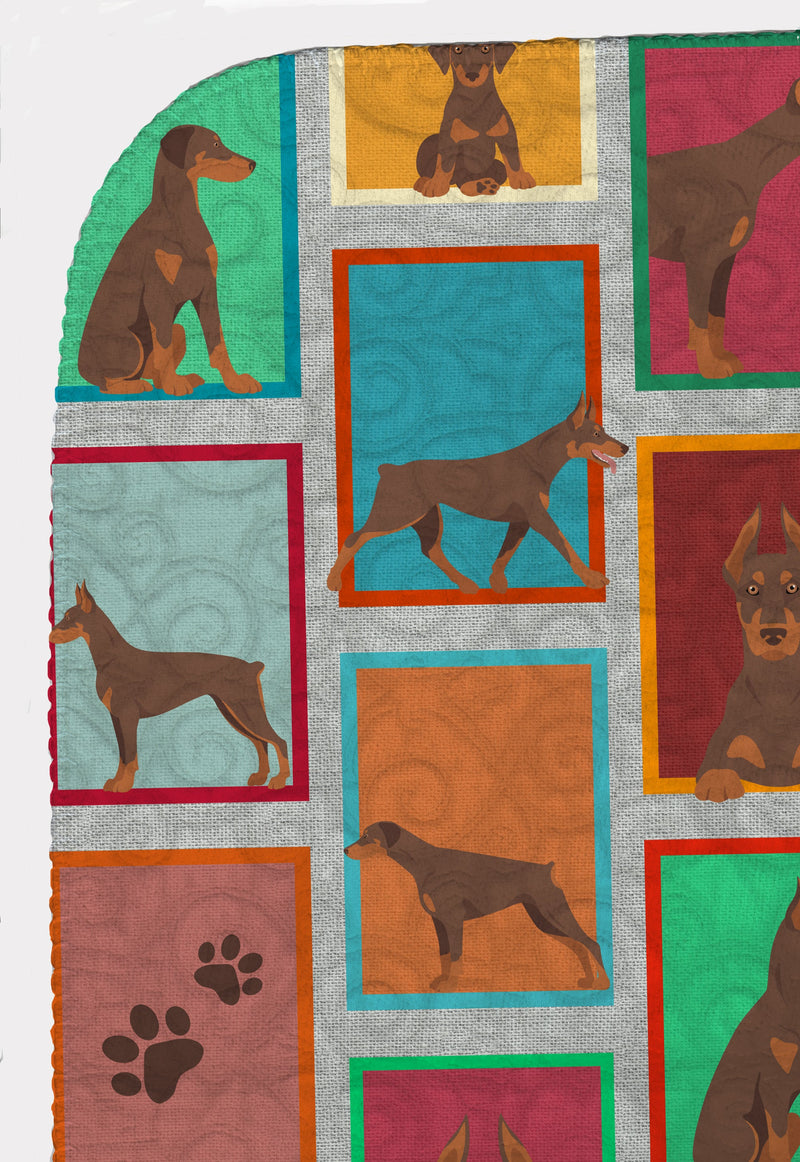 Lots of Red Doberman Pinscher Quilted Blanket 50x60