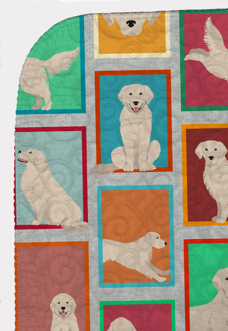 Lots of Cream Golden Retriever Quilted Blanket 50x60