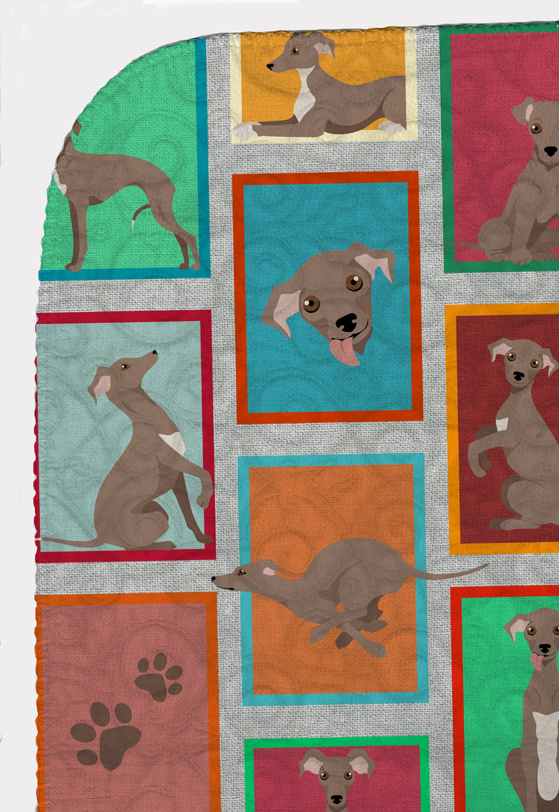 Lots of Fawn Italian Greyhound Quilted Blanket 50x60