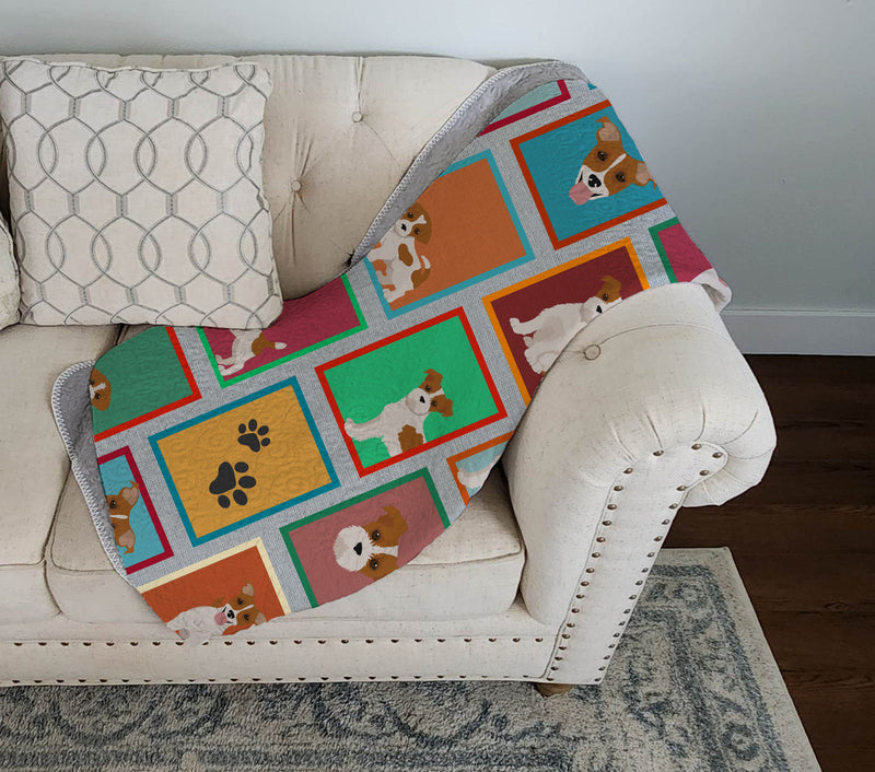 Lots of Red and White Jack Russell Terrier Quilted Blanket 50x60