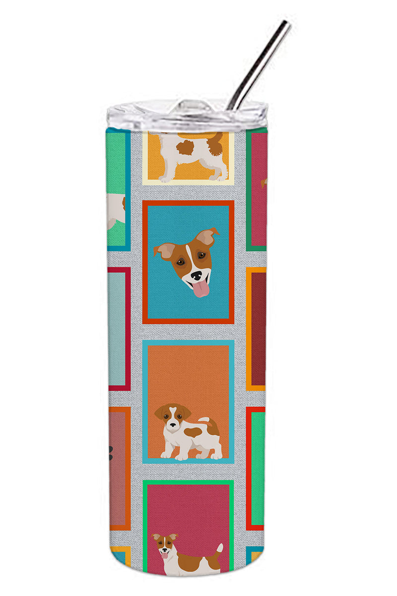Lots of Red and White Jack Russell Terrier Stainless Steel 20 oz Skinny Tumbler