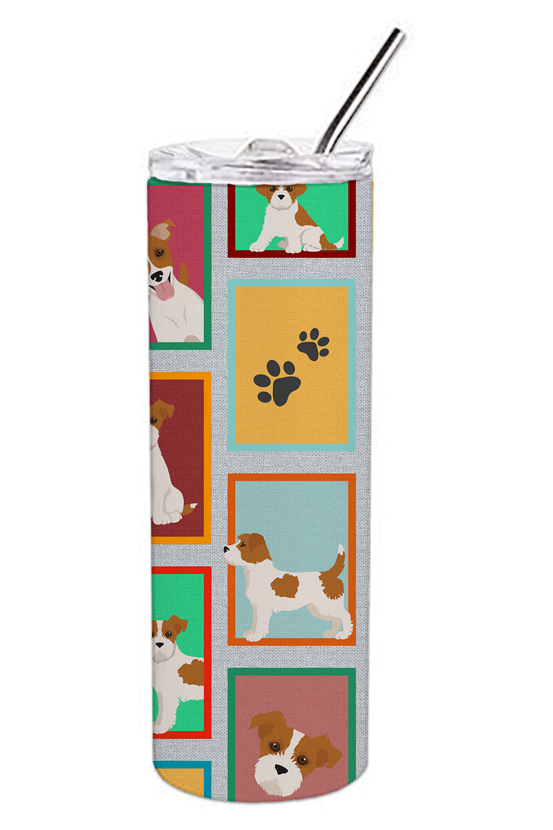 Lots of Red and White Jack Russell Terrier Stainless Steel 20 oz Skinny Tumbler