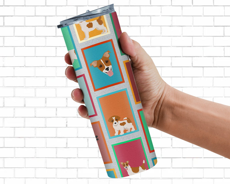Lots of Red and White Jack Russell Terrier Stainless Steel 20 oz Skinny Tumbler