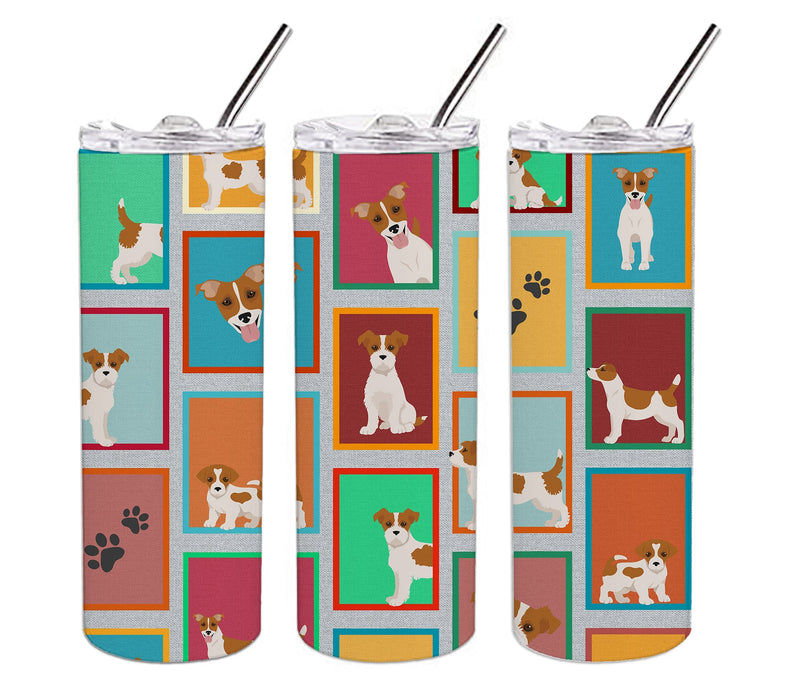 Lots of Red and White Jack Russell Terrier Stainless Steel 20 oz Skinny Tumbler