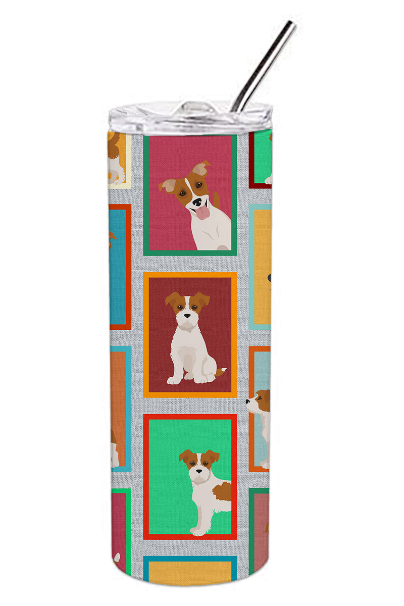Lots of Red and White Jack Russell Terrier Stainless Steel 20 oz Skinny Tumbler