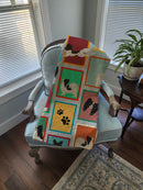 Lots of Black and Whtie Papillon Quilted Blanket 50x60 Artwork Pattern Quilted Throw Blanket for Bed, Couch, Sofa, Soft and Lightweight
