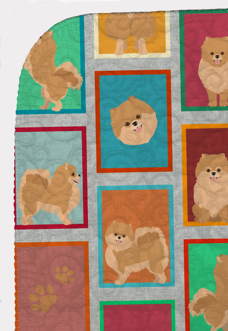 Lots of Orange Pomeranian Quilted Blanket 50x60