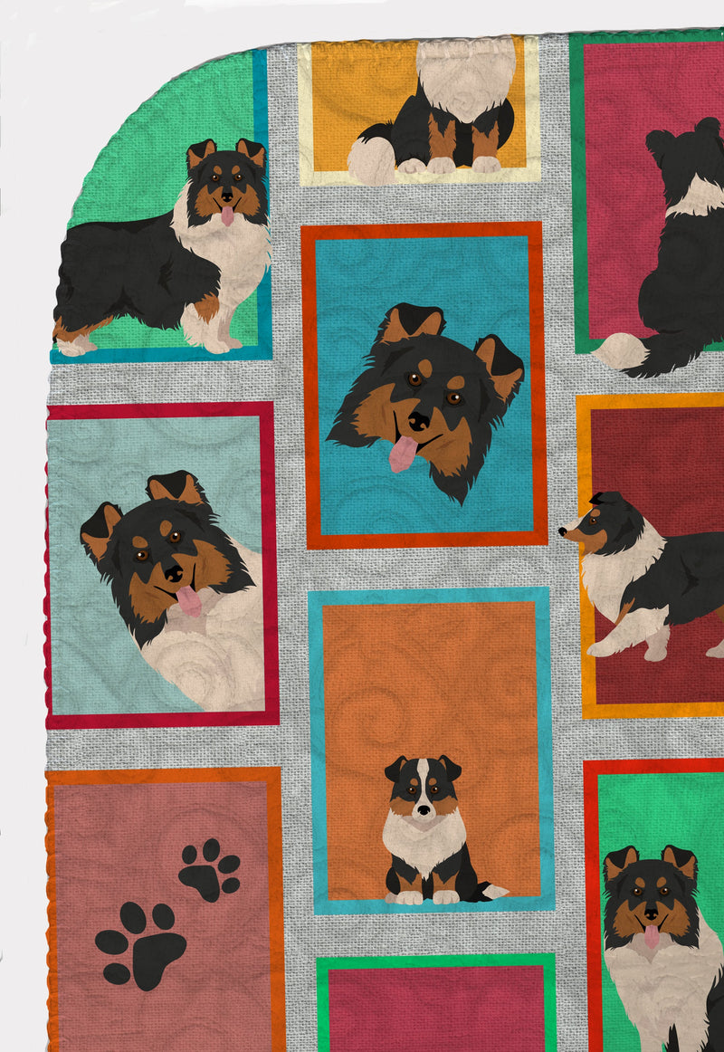 Lots of Tricolor Sheltie Quilted Blanket 50x60