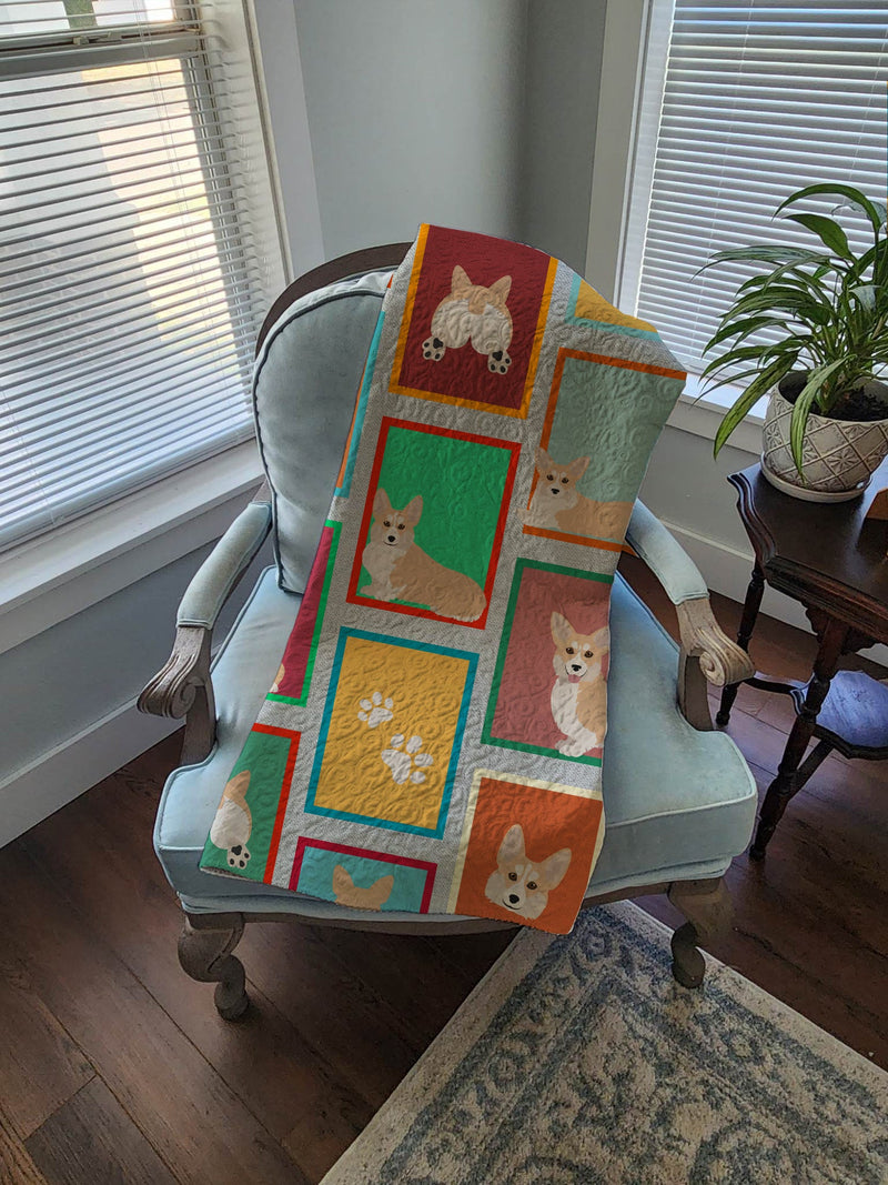 Lots of Fawn Pembroke Corgi Quilted Blanket 50x60