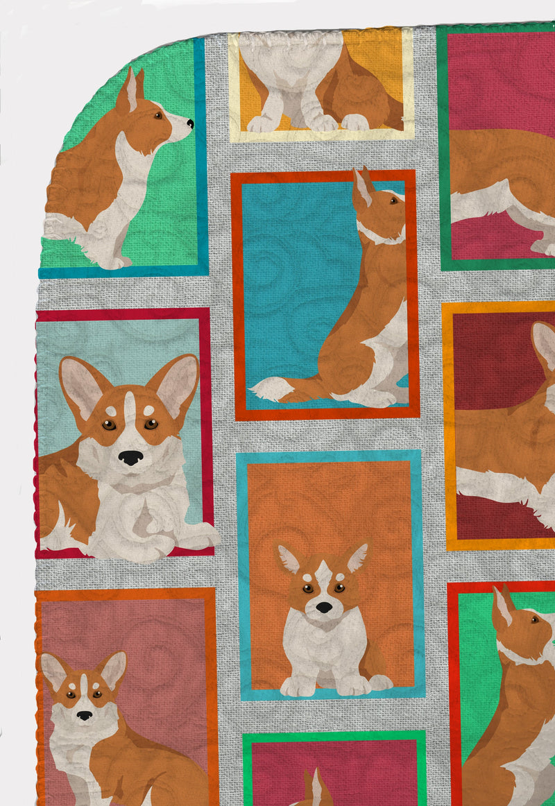 Lots of Red Cardigan Corgi Quilted Blanket 50x60