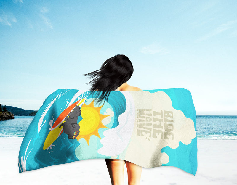 Surfer Dog Black Pekingese Beach Towel – Premium Towel Large, Colorful, and Ultra-Soft for Pool or Beach
