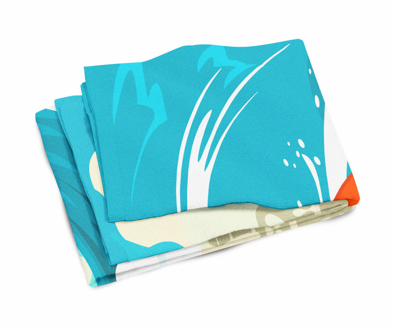 Surfer Dog Orange Pomeranian Beach Towel – Premium Towel Large, Colorful, and Ultra-Soft for Pool or Beach