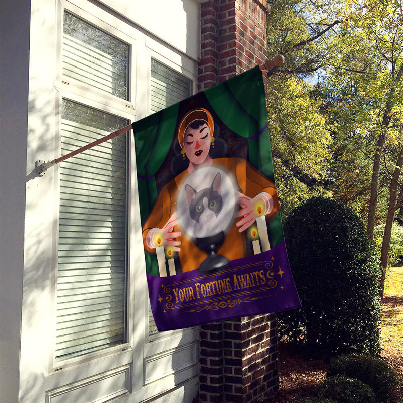 American Polydactyl Cat Halloween House Flag