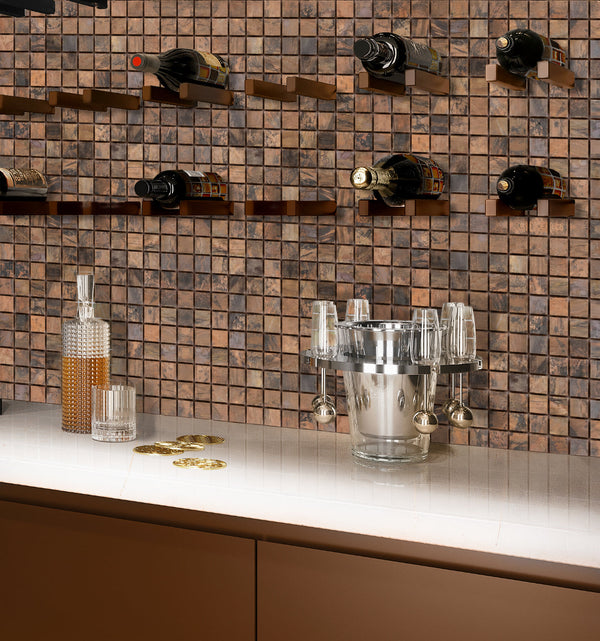 Bronze 12x12 Matte Square Metal Mosaic Tile (5 pack, 4.75 sq ft/case)