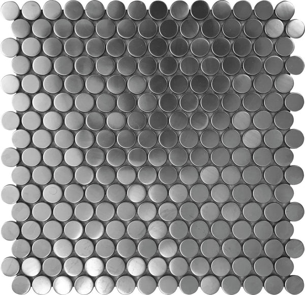 Lead Gray 12x12 Polished Penny Round Metal Mosaic Tile (5 pack, 4.75 sq ft/case), photo 2 of 3