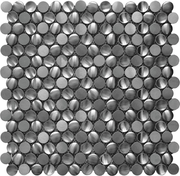 Anchor Gray 12x12 Polished Penny Round Metal Mosaic Tile (5 pack, 4.75 sq ft/case), photo 2 of 5