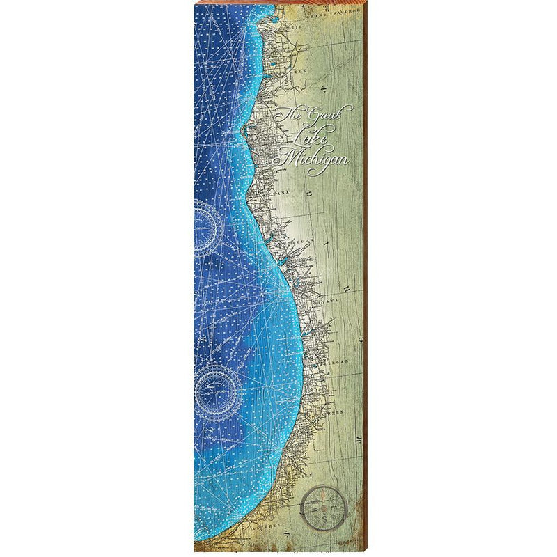 The Great Lake Michigan Map Home Decor Art Print on Real Wood