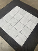 Bianco Carrara"C" Marble Octagon w/ Black Dot Honed Tile