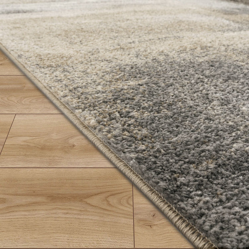 Designer Rug Mona with Modern Art Design in Cream and Black