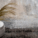 Designer Rug Mona with Modern Earthy Colors in Cream Brown Black