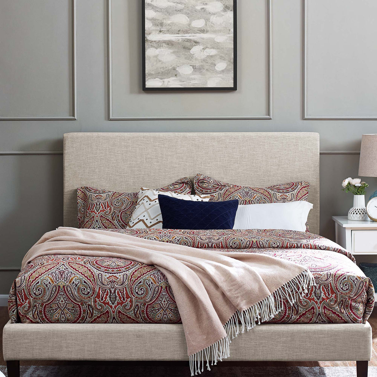 Taylor Upholstered Linen Fabric Full / Queen Headboard by Modway, photo 8 of 21