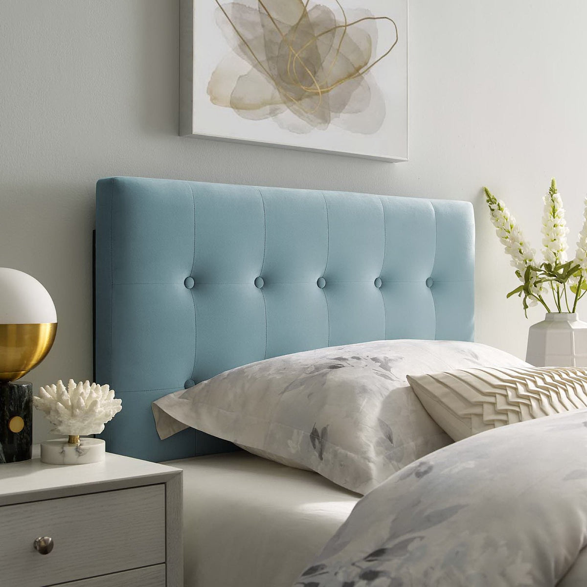 Emily Biscuit Tufted Performance Velvet Twin Headboard, photo 14 of 42