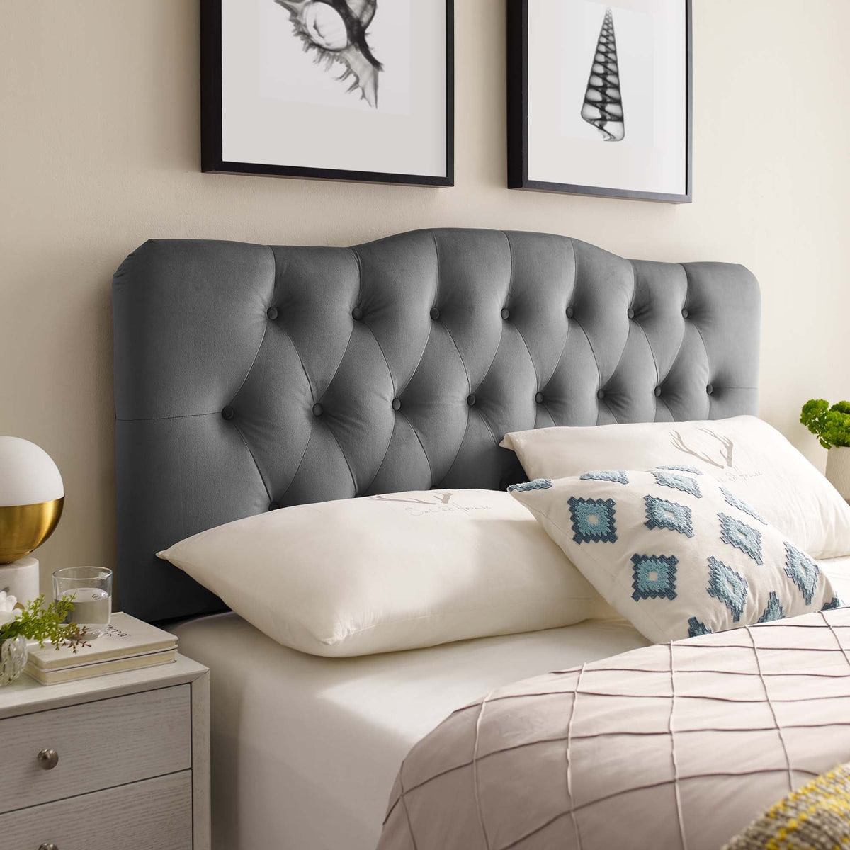 Annabel Diamond Tufted Performance Velvet King Headboard by Modway, photo 13 of 28