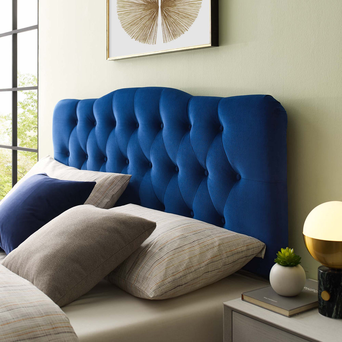 Annabel Diamond Tufted Performance Velvet Queen Headboard, photo 13 of 35