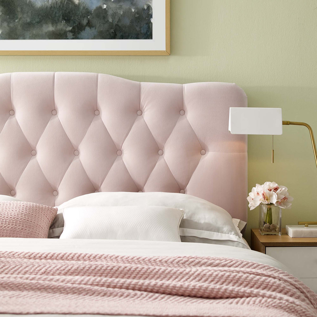 Annabel Diamond Tufted Performance Velvet Queen Headboard, photo 8 of 35
