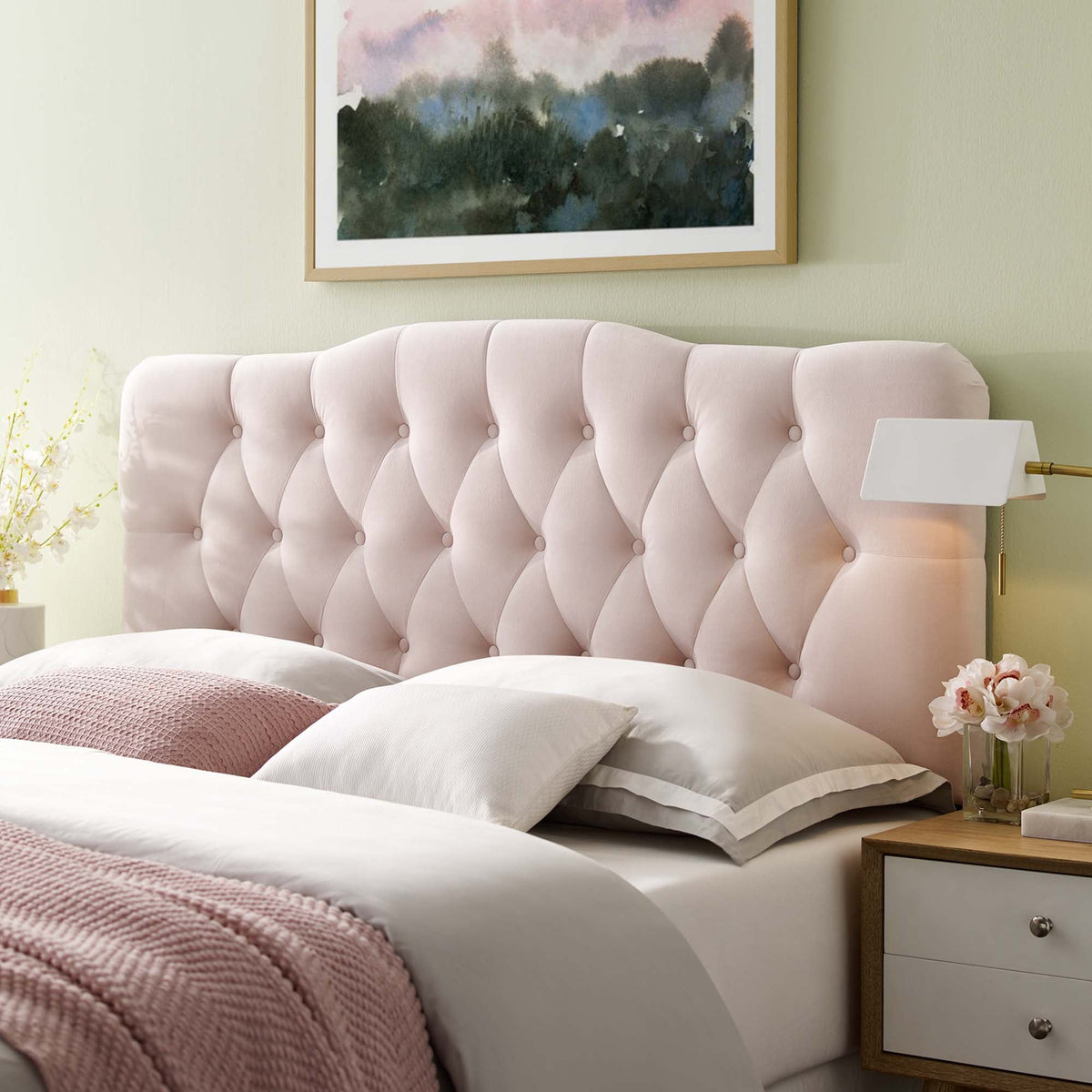 Annabel Diamond Tufted Performance Velvet Queen Headboard, photo 12 of 35