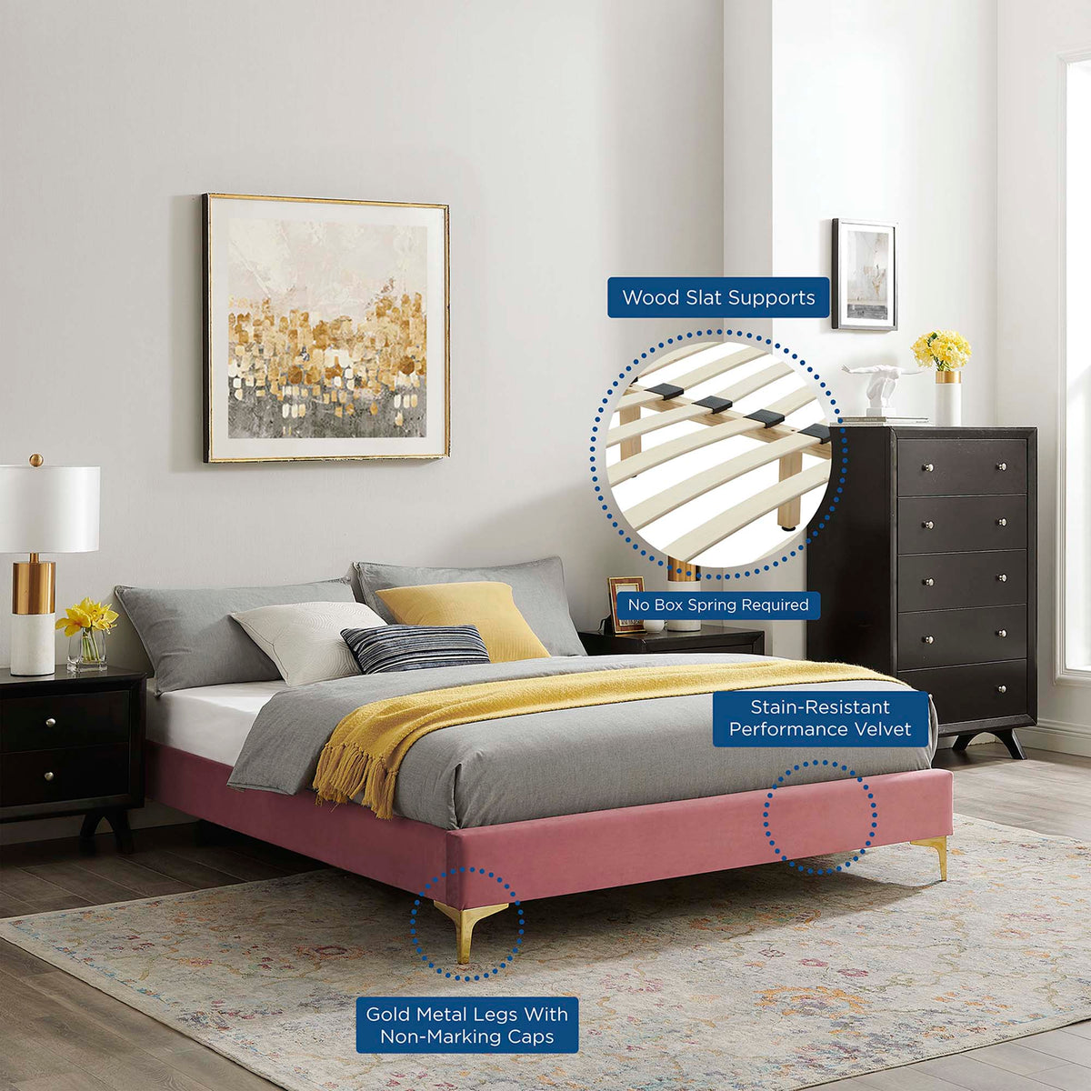 Sutton Performance Velvet Full Bed Frame by Modway, photo 11 of 35