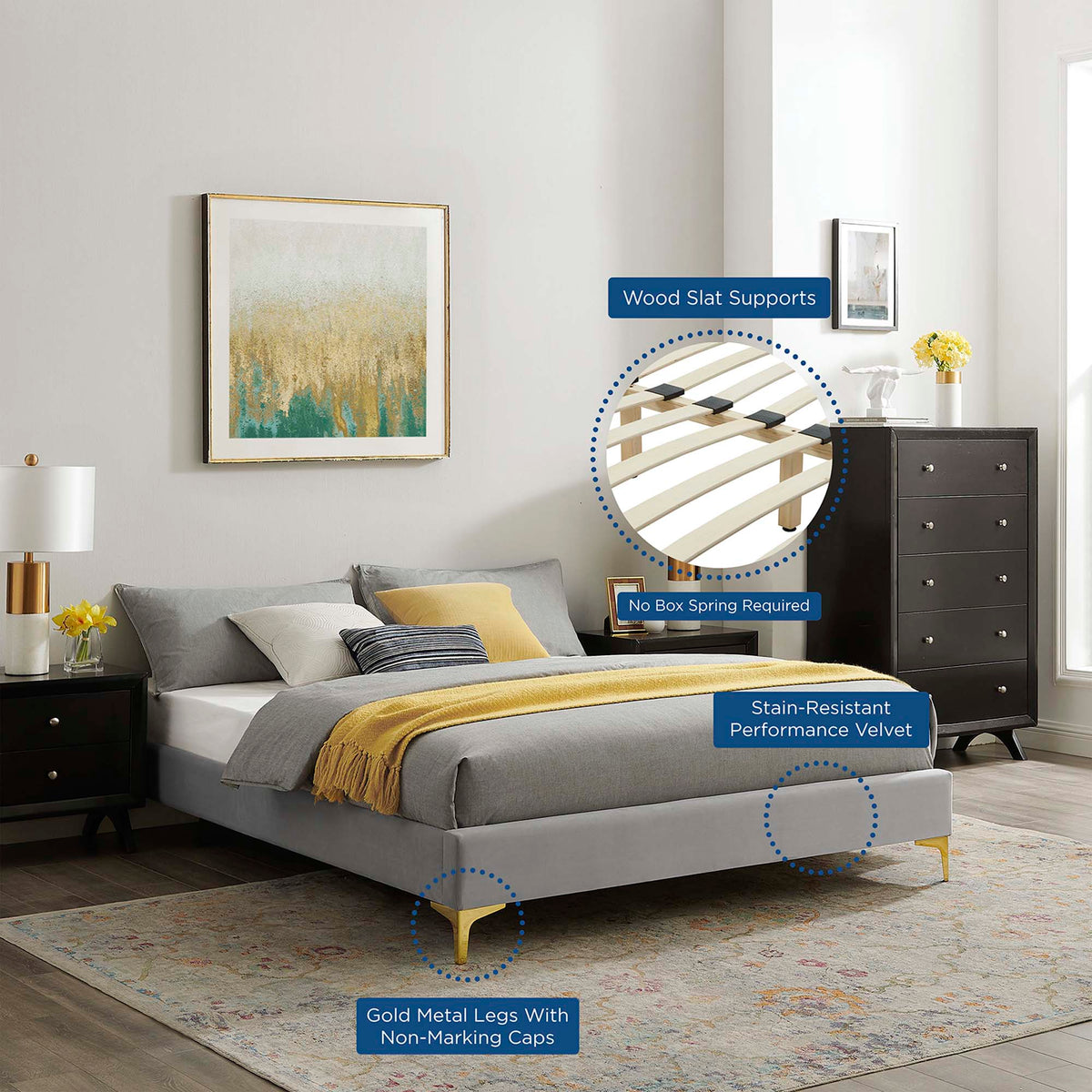 Sutton Performance Velvet Full Bed Frame by Modway, photo 10 of 35