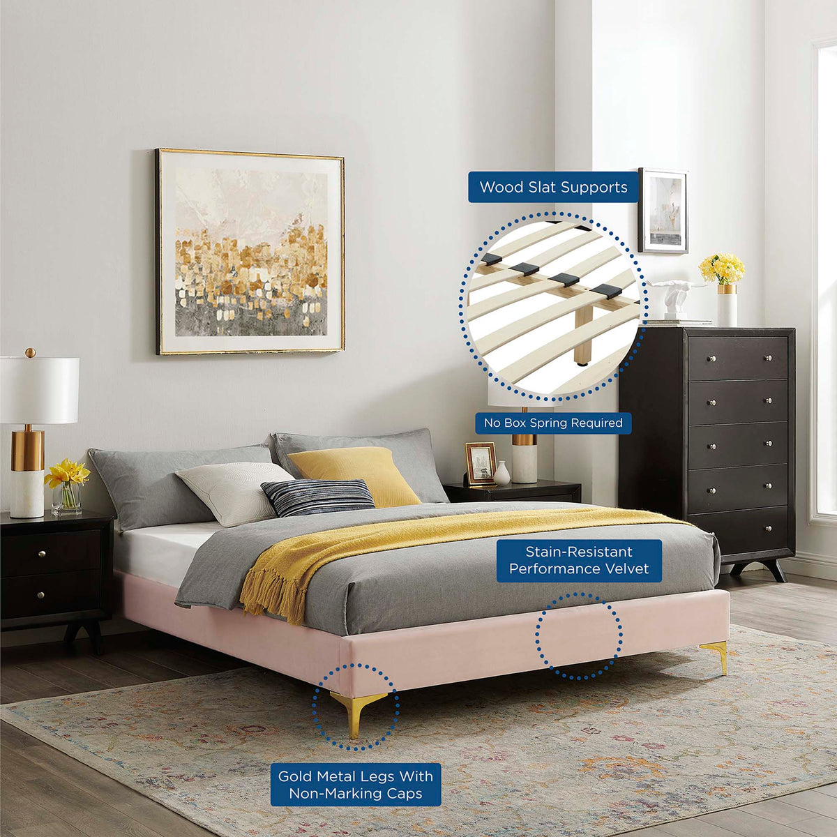 Sutton Performance Velvet Full Bed Frame by Modway, photo 8 of 35