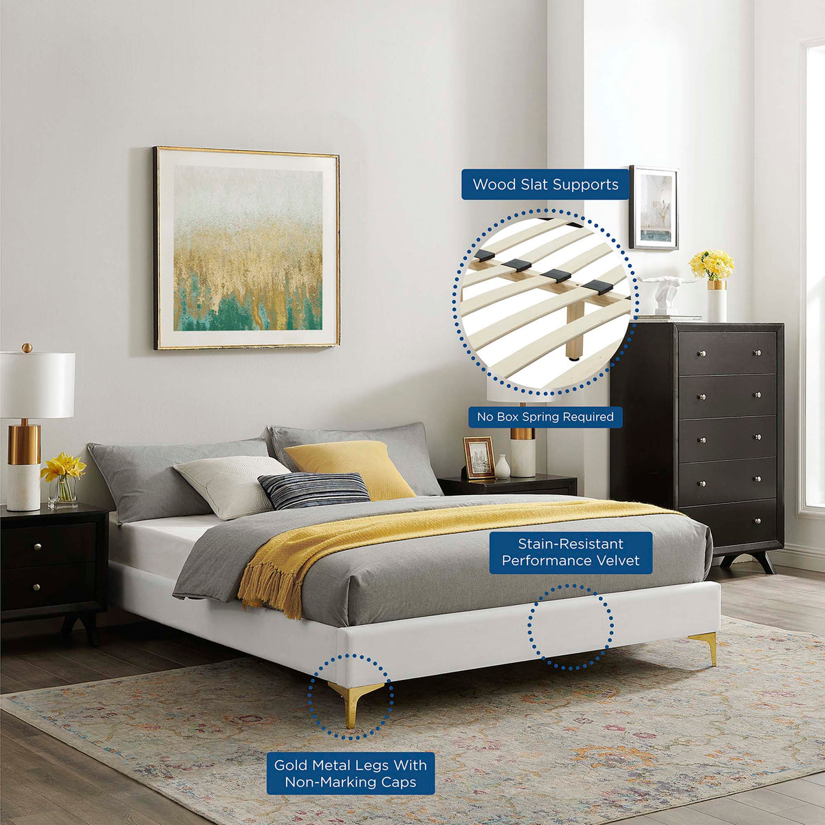 Sutton Performance Velvet Full Bed Frame by Modway, photo 7 of 35