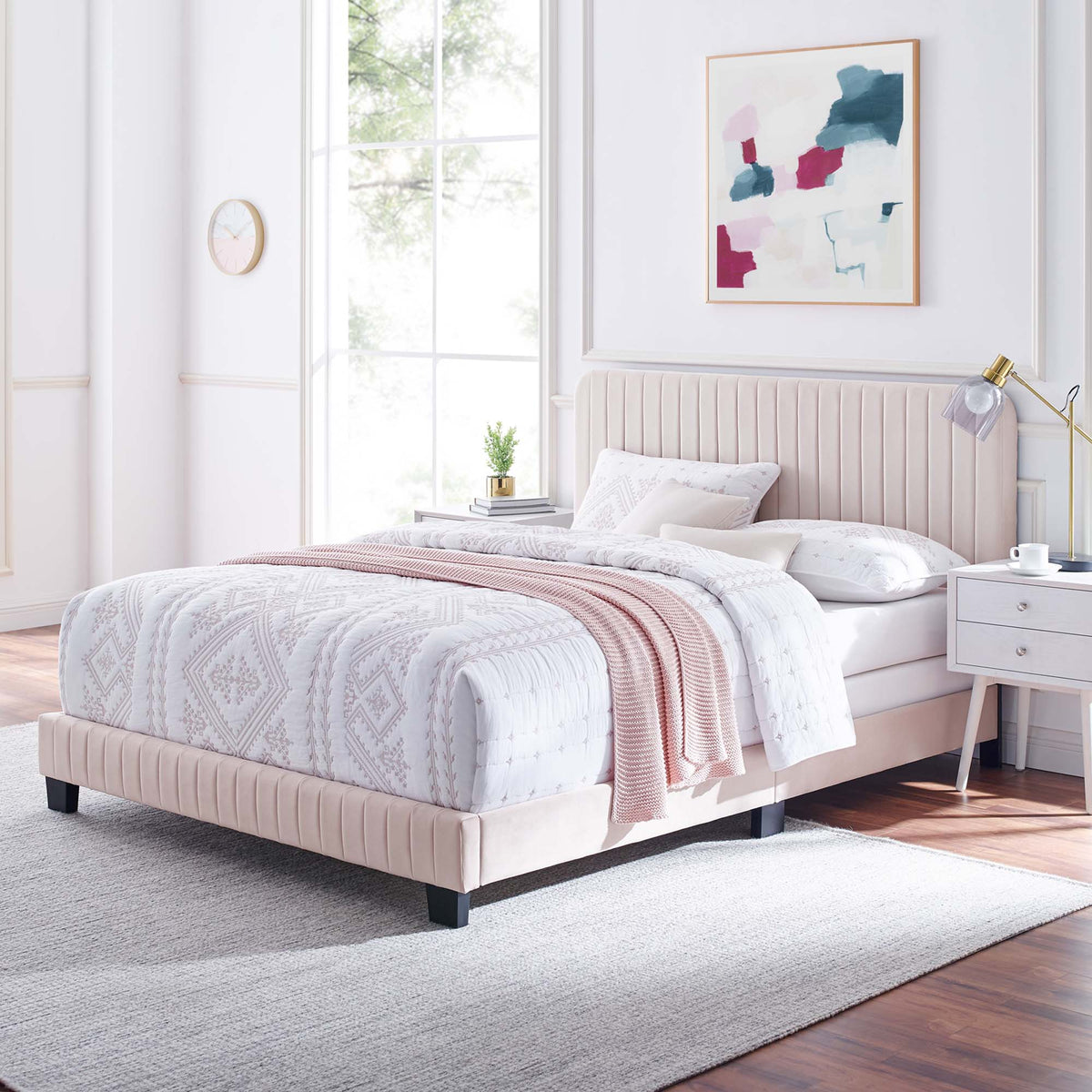 Celine Channel Tufted Performance Velvet Queen Bed by Modway, photo 6 of 21
