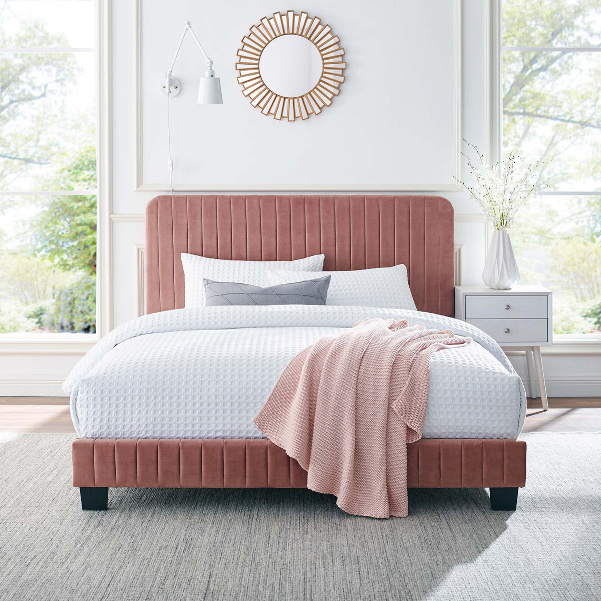 Celine Channel Tufted Performance Velvet Platform Bed by Modway, photo 30 of 35