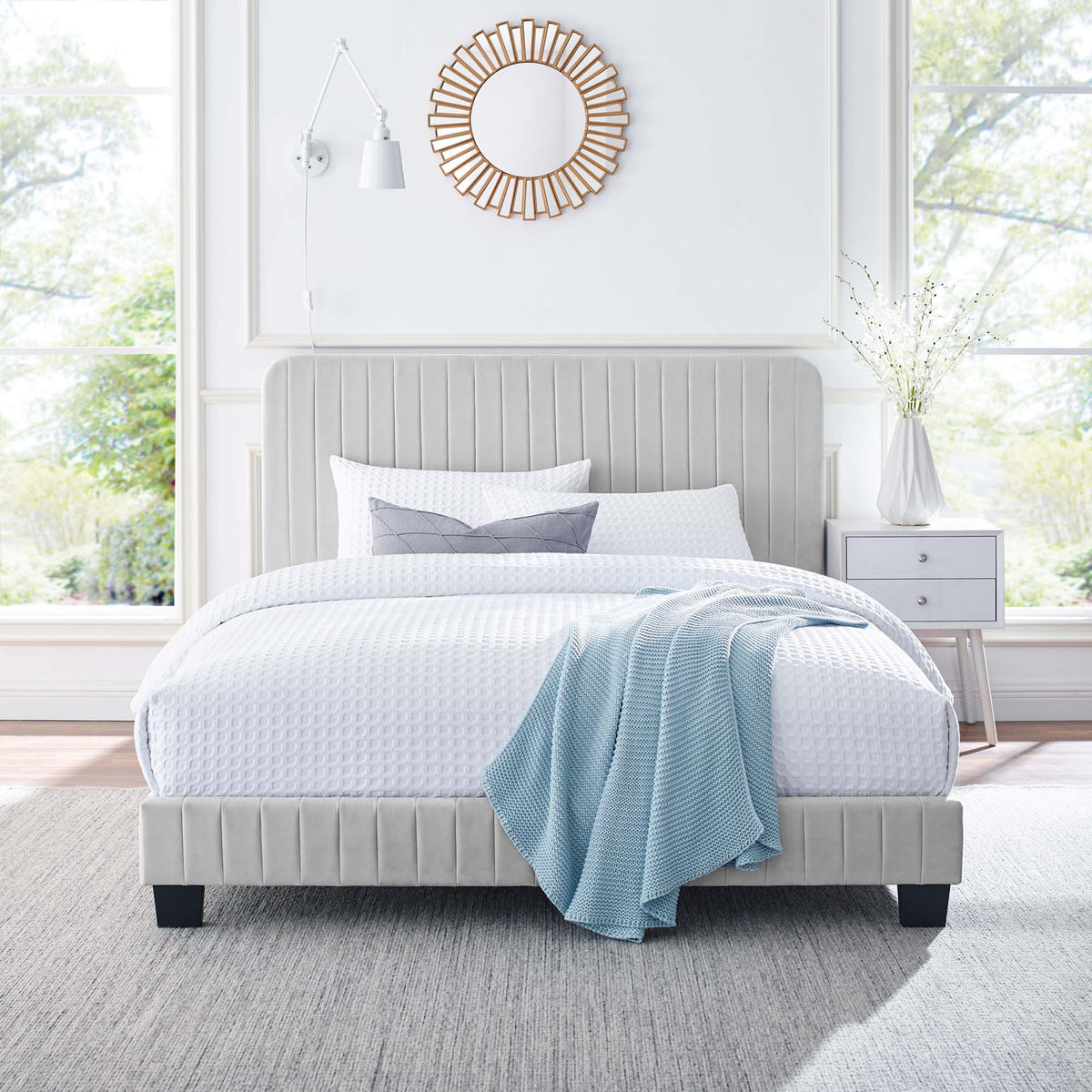 Celine Channel Tufted Performance Velvet Platform Bed by Modway, photo 10 of 35
