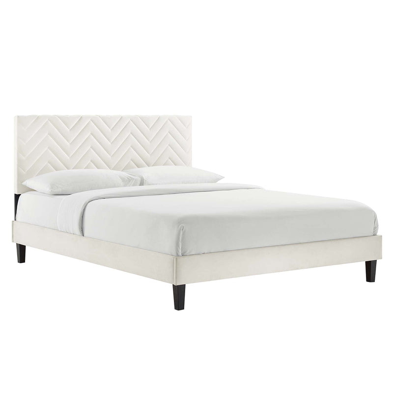 Leah Chevron Tufted Performance Velvet Twin Platform Bed by Modway