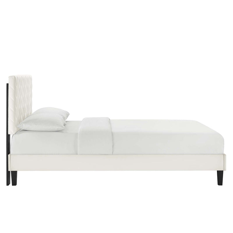 Leah Chevron Tufted Performance Velvet Twin Platform Bed by Modway, photo 3 of 7