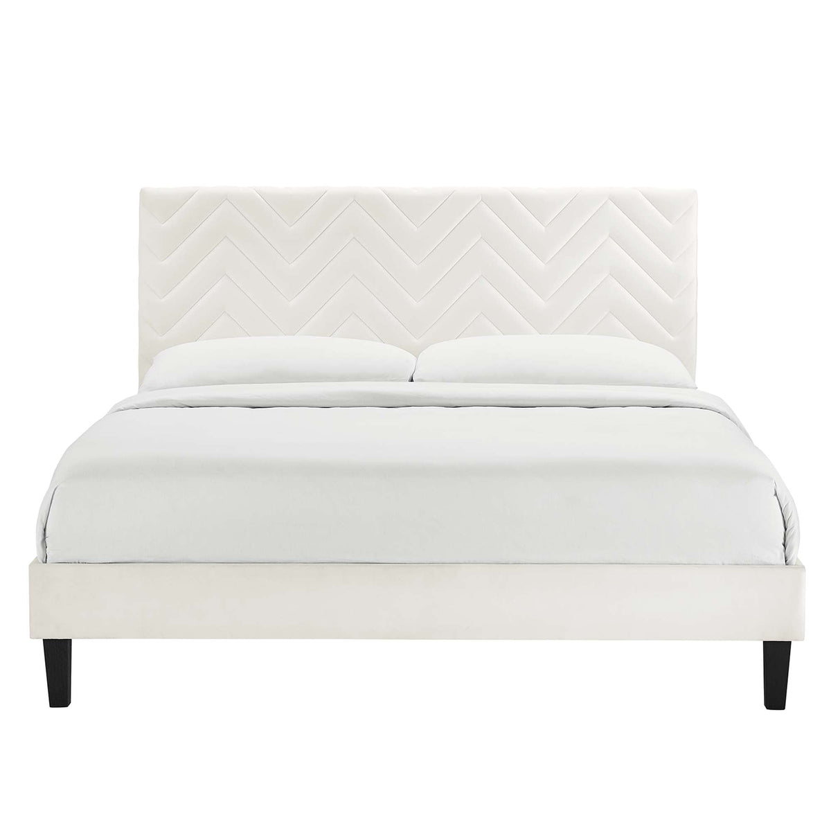Leah Chevron Tufted Performance Velvet Twin Platform Bed by Modway, photo 4 of 7