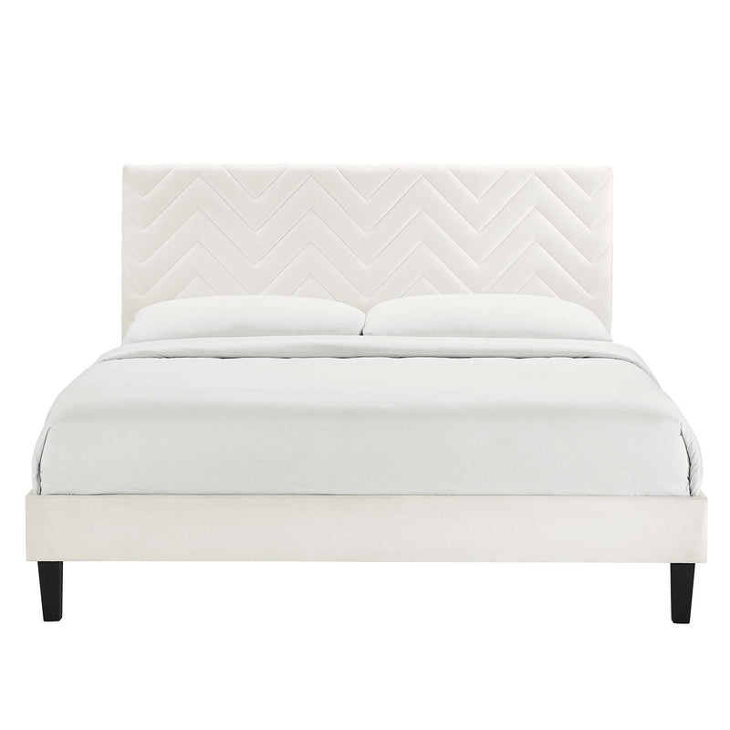 Leah Chevron Tufted Performance Velvet Twin Platform Bed by Modway, photo 4 of 7