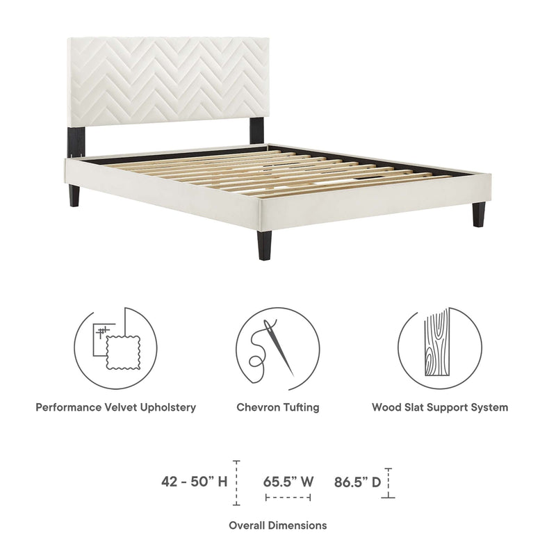 Leah Chevron Tufted Performance Velvet Twin Platform Bed by Modway, photo 2 of 7