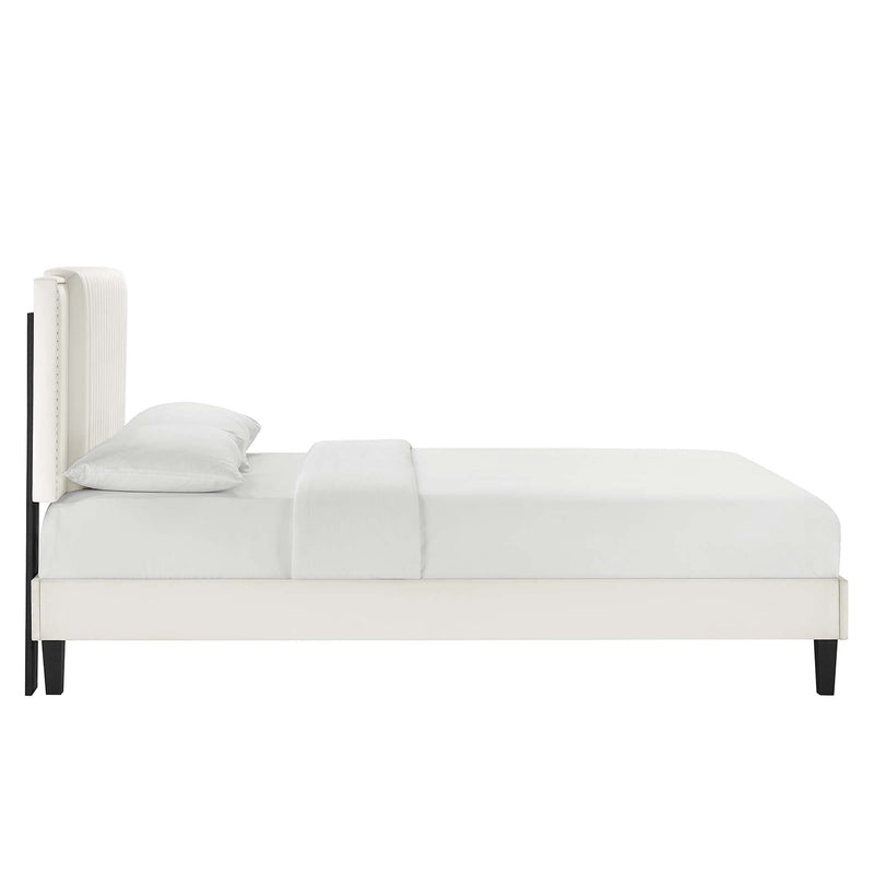 Zahra Channel Tufted Performance Velvet Twin Platform Bed by Modway, photo 3 of 7