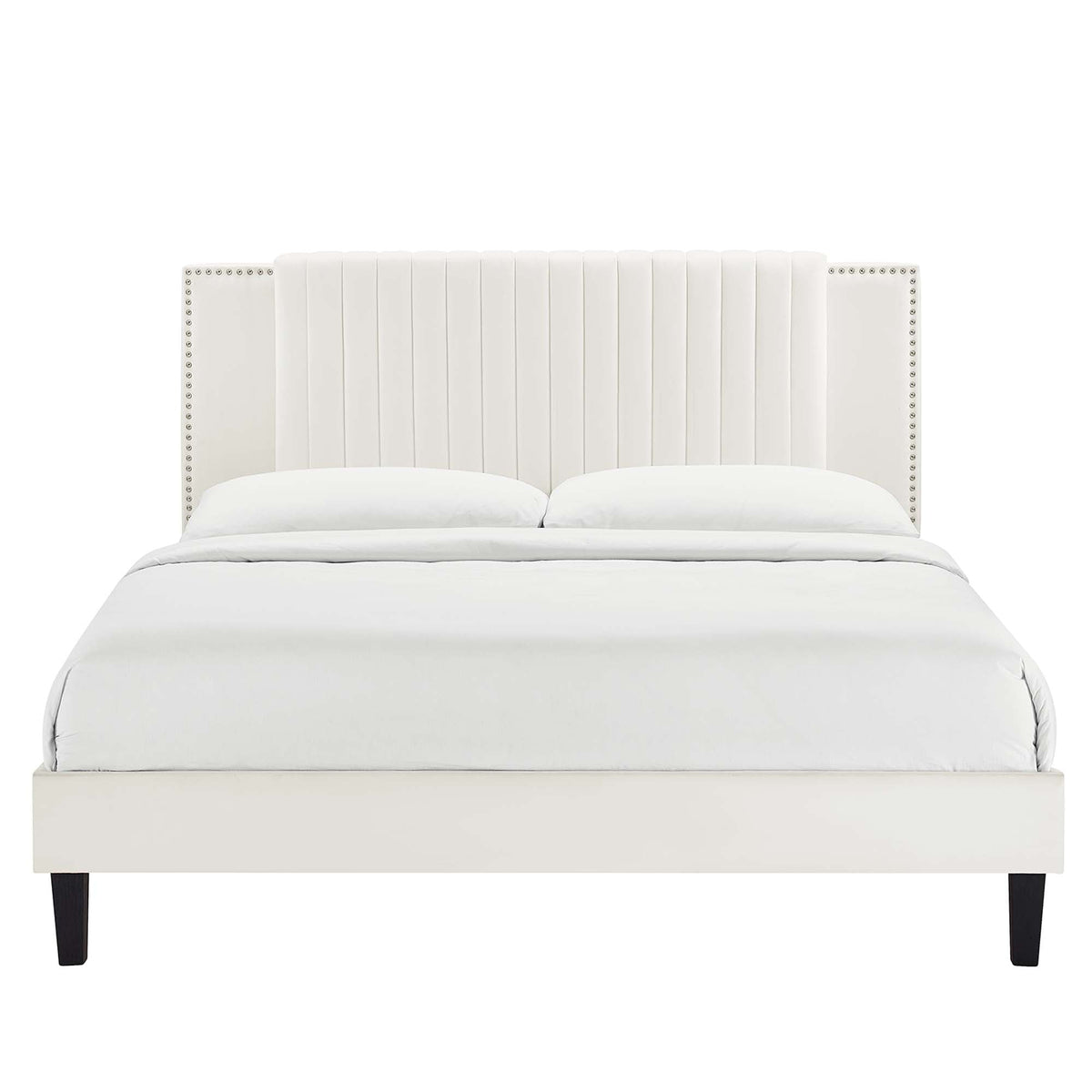 Zahra Channel Tufted Performance Velvet Twin Platform Bed by Modway, photo 4 of 7